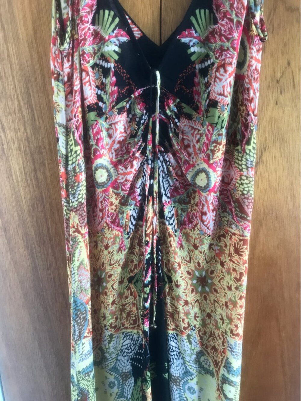 Free People Wildflower Black Multi Print Slip Maxi Dress L Boho Summer - Picture 10 of 14